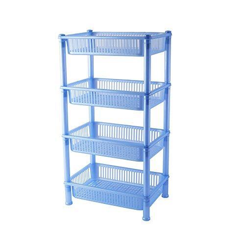 Blue Plastic 3 in 1 Small Kitchen Storage Rack Stand, Size: 42x30x24cm