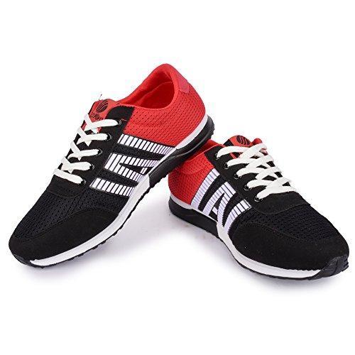 Action Shoes Men's Black-Red Running Shoes UK/India (43 EU
