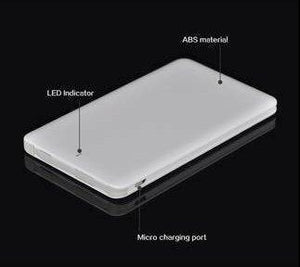 Maxxlite Maxxlite 6000Mah Ultra Slim Leatherite Look Credit Card Sized Power Bank With Built-In Cable For Iphone And Samsung - White