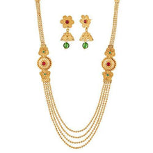 Reeva Gold Plated Multi-Strand Necklace With Earrings Set For Women - NEIGHBOUR JOY