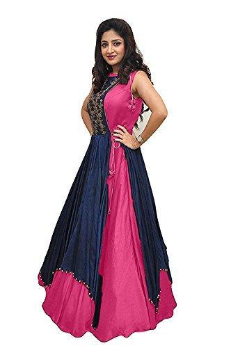 Dresses for women Western wear for party Designer Today offer buy in Low Price Sale Magenta Pink Color Banglori Silk Fabric Free Size Gown with jacket - NEIGHBOUR JOY