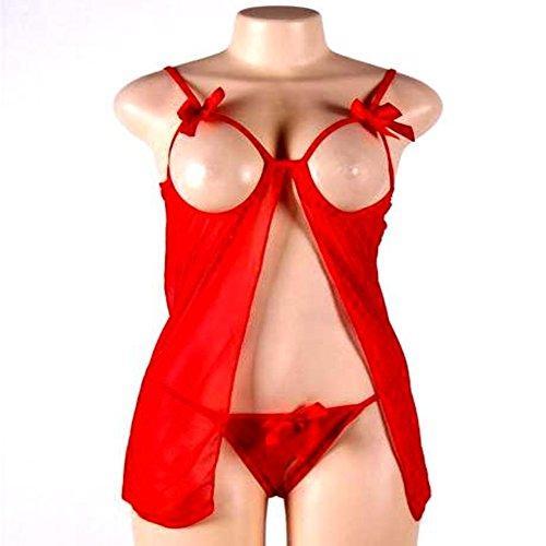 Caratcube Women's Synthetic Babydoll Nightwear Lingerie (CTC - BD - 7_Red_Free Size) - NEIGHBOUR JOY