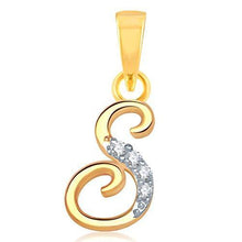 Alphabet Collection Initial Letter "S"Gold and Rhodium Plated Alloy Pendant for Men & Women made with Cubic Zirconia -  P1112G [VKP1112G] - NEIGHBOUR JOY