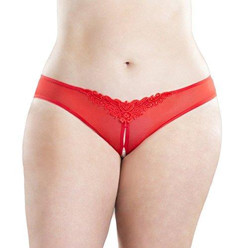 Bomshel Women Crotchless Lingerie Pearl Bead Underwear G-string Thong (Red) - NEIGHBOUR JOY