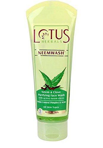 Lotus Herbals Neemwash Neem and Clove Purifying Face Wash with Active Neem Slices, 120g
