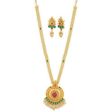 Apara Long Multicolour Necklace Set with Red Checkers Kundan and Pearl Beading For Women - NEIGHBOUR JOY