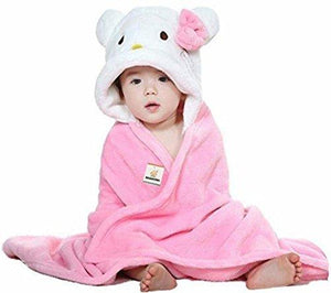 BRANDONN Ultra Soft Organic Premium Bathrobe Cum Bath Gown For Babies Cum Baby Bath Towel(PINK-WHITE) - NEIGHBOUR JOY