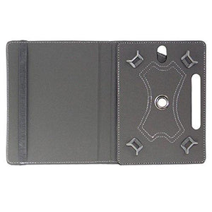 Acm Rotating Leather Flip Case For Micromax Canvas Tab P681 Tablet Cover Stand Black (FREE Acm Wallet Included) - NEIGHBOUR JOY