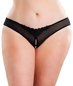 Bomshel Women Crotchless Lingerie Pearl Bead Underwear G-string Thong (Black) - NEIGHBOUR JOY