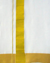 Ramraj Men's Cotton Dhoti (25916PETG_Gold Jari_Free Size)