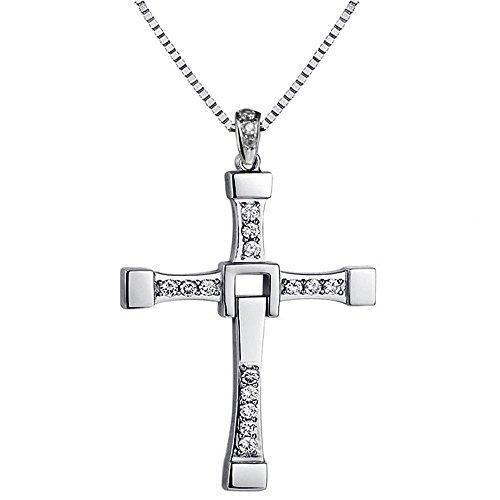 Fast And Furious Vin Diesel Inspired Cross Shaped Silver 18K White Gold Plated Austrian Crystal Elegant Trendy Style Beautiful Pendant For Men by Caratcube (CTC - 0078) - NEIGHBOUR JOY