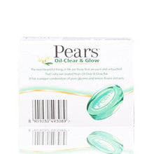 Pears Bathing Soap - Oil Clear and Glow (Glycerine and Lemon Flower Extracts), 75g Carton