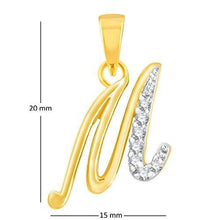 Alphabet Collection Initial Letter "M"Gold and Rhodium Plated Alloy Pendant for Men & Women made with Cubic Zirconia -  P1107G [VKP1107G] - NEIGHBOUR JOY