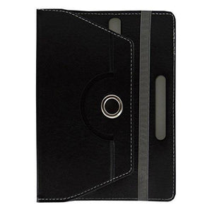 Acm Rotating Leather Flip Case For Micromax Canvas Tab P681 Tablet Cover Stand Black (FREE Acm Wallet Included) - NEIGHBOUR JOY