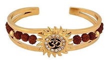 Glory Jewels Rudraksh American Diamond Gold Meena Om Sun Cuff Kada Bracelet for Men - NEIGHBOUR JOY