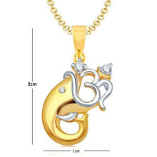 VK Jewels Om Vakratund Gold and Rhodium Plated Alloy God Pendant for Men & Women made with Cubic Zirconia  -  P1128G [VKP1128G]