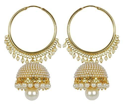 Meenaz Traditional Ethnic Gold Plated Pearl Jhumka Earrings For Women - NEIGHBOUR JOY