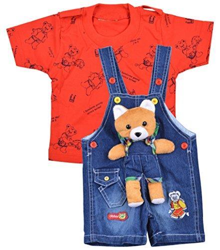 Kuchipoo Baby Boys Dungaree Set (KUC-DUN-122, Blue & Red, 0.6-1 Years) - NEIGHBOUR JOY