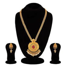 Apara Long Multicolour Necklace Set with Red Checkers Kundan and Pearl Beading For Women - NEIGHBOUR JOY