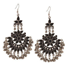 Zephyrr Fashion Oxidized Silver Afghani Tribal Dangler Hook Chandbali Earrings for Girls and Women