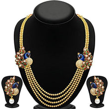Sukkhi Gold Plated Multi Strand Necklace With Drop Earring For Women