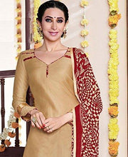 EthnicJunction Women's Glaze Cotton Patiala Style Unstitched Dress Material (EJ1097-106_Light Brown) - NEIGHBOUR JOY