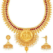 Spargz New Designer Gold Plated Brass Metal Perl & Synthetics Stone Necklace Set For Women - NEIGHBOUR JOY