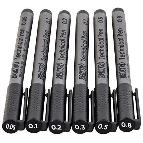 Brustro Technical Pen Black Assorted (Set Of 6) - NEIGHBOUR JOY