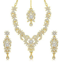 Sukkhi Brass Gold 3 Pieces Strand Necklace With Earrings Set For Women