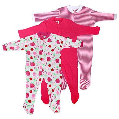 Baby Grow Minni Berry Long Sleeve Cotton Sleep Suit Romper Set of 3 For Girls (3-6M) - NEIGHBOUR JOY