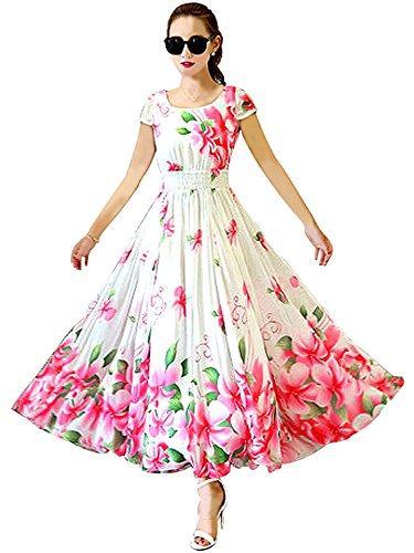 Dresses for women western wear for party Designer Today offers in Low Price sale White Color Faux Georgette with Inner Fabric Free Size Printed Frock - NEIGHBOUR JOY