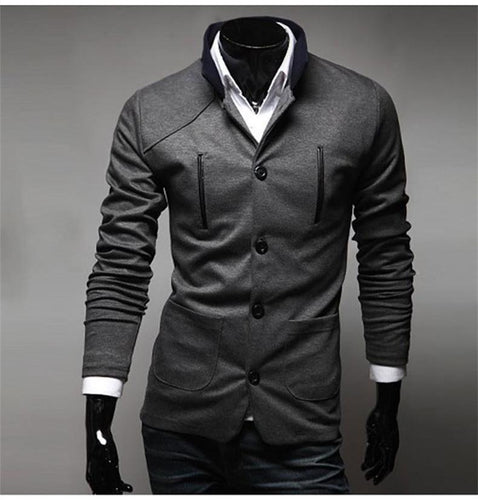 2015 New Arrival High Quality Fashion Men Suit Brand Blazer Men Casual Slim Clothing Suit Stand Collar Top Selling 3 Color - NEIGHBOUR JOY